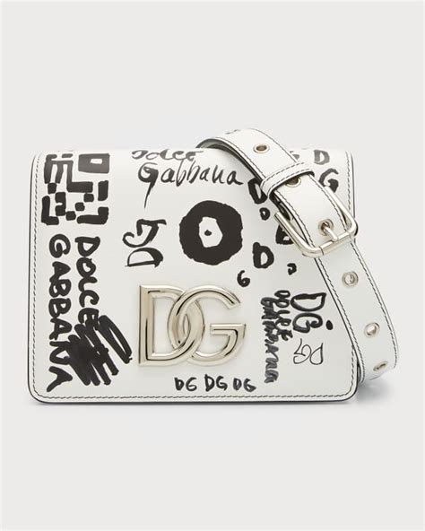 Dolce&Gabbana Graffiti Leather Crossbody Bag.